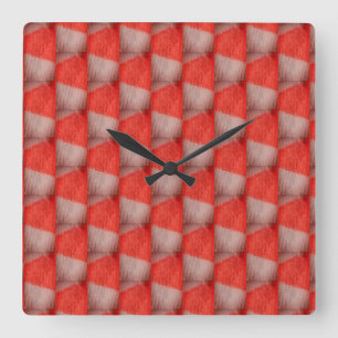 orange and white chequered square wall clock