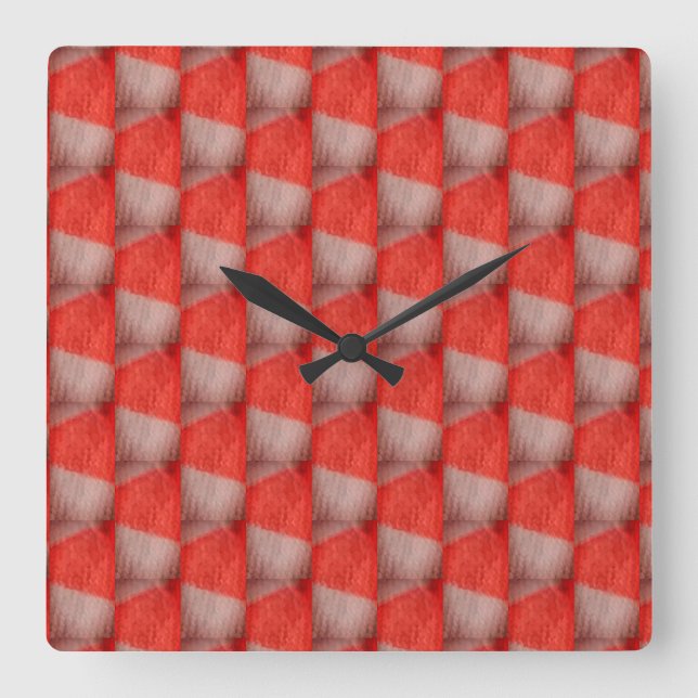 orange and white chequered square wall clock (Front)