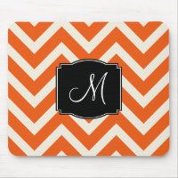 Orange and White Chevron Stripes with Monogram