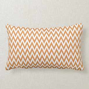 Orange and White Chevron Zig Zag Stripes Pattern Lumbar Cushion