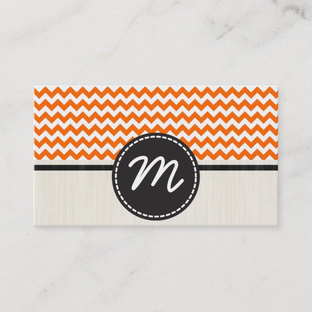 Orange and White Chevron Zigzag Pattern 2 Business Card (Front)