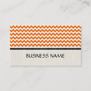 Orange and White Chevron Zigzag Pattern Business Card