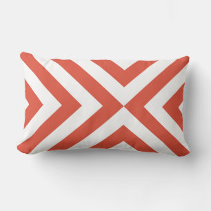 Orange and White Chevrons Lumbar Cushion