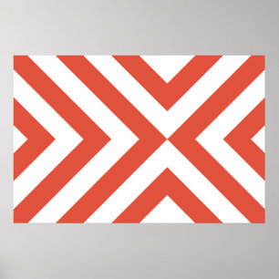 Orange and White Chevrons Poster