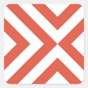 Orange and White Chevrons Square Sticker