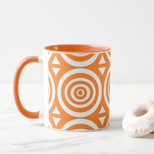 Orange and White Coffe Mug With Abstract Pattern
