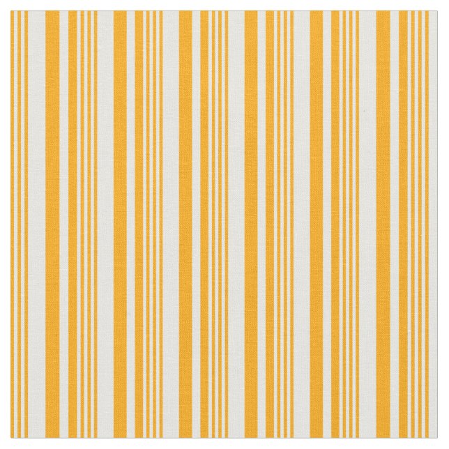 Orange and White Coloured Lined/Striped Pattern Fabric (Close Up)
