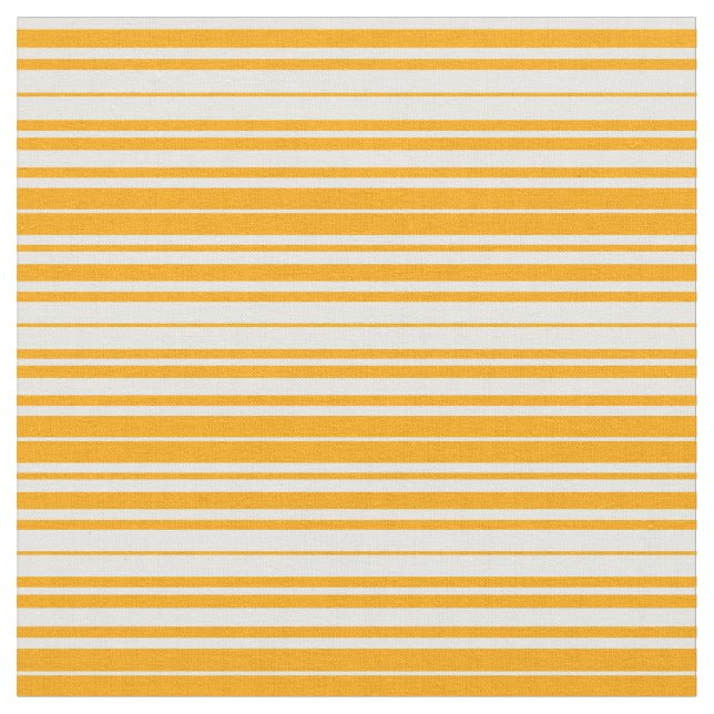 Orange and White Coloured Striped/Lined Pattern Fabric (Close Up)