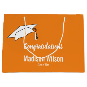 Orange and White Congratulations Graduation Large Gift Bag