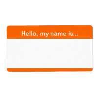 Orange and White Corporate Name Tag - Avery Label