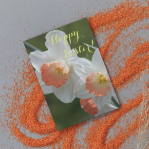 Orange and White Daffodils Floral Easter Holiday Card
