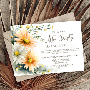 Orange and White Daisies Wedding After Party Invitation