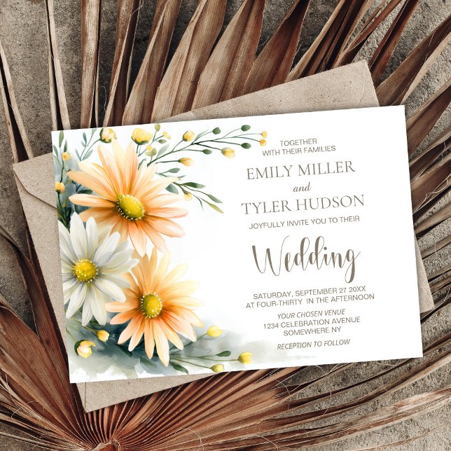 Orange and White Daisies Wedding Invitation (Creator Uploaded)