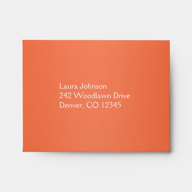 Orange and White Damask Return Address A2 Envelope (Front)