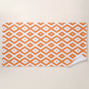 Orange and white diamond pattern beach towel