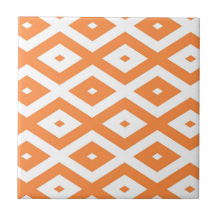Orange and white diamond pattern ceramic tile