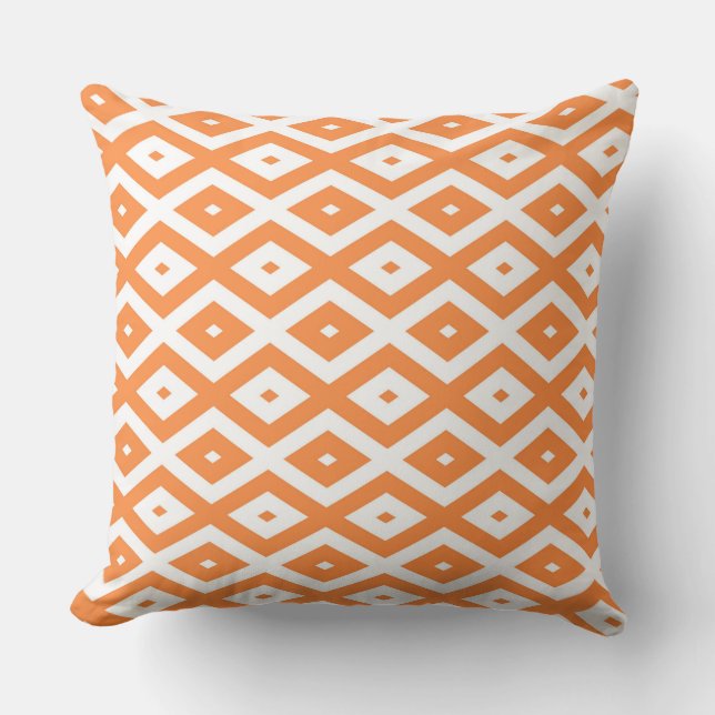 Orange and white diamond pattern cushion (Front)