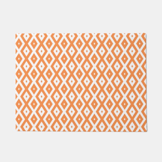 Orange and white diamond pattern doormat (Front)