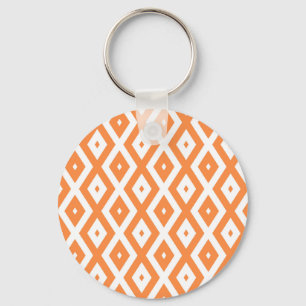 Orange and white diamond pattern key ring