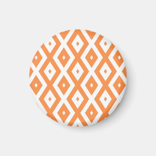 Orange and white diamond pattern magnet