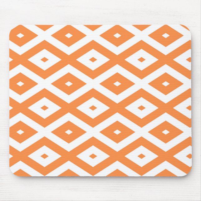 Orange and white diamond pattern mouse pad (Front)