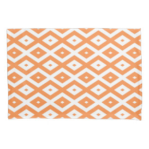 Orange and white diamond pattern pillowcase