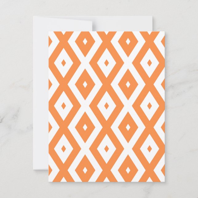 Orange and white diamond pattern RSVP card (Front)