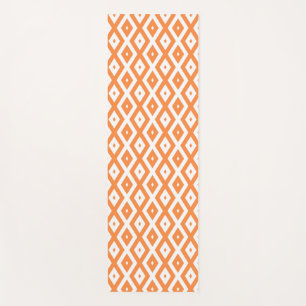 Orange and white diamond pattern yoga mat