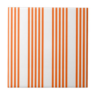 Orange and white five stripes pattern ceramic tile