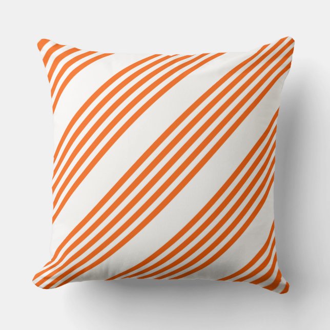 Orange and white five stripes pattern cushion (Front)