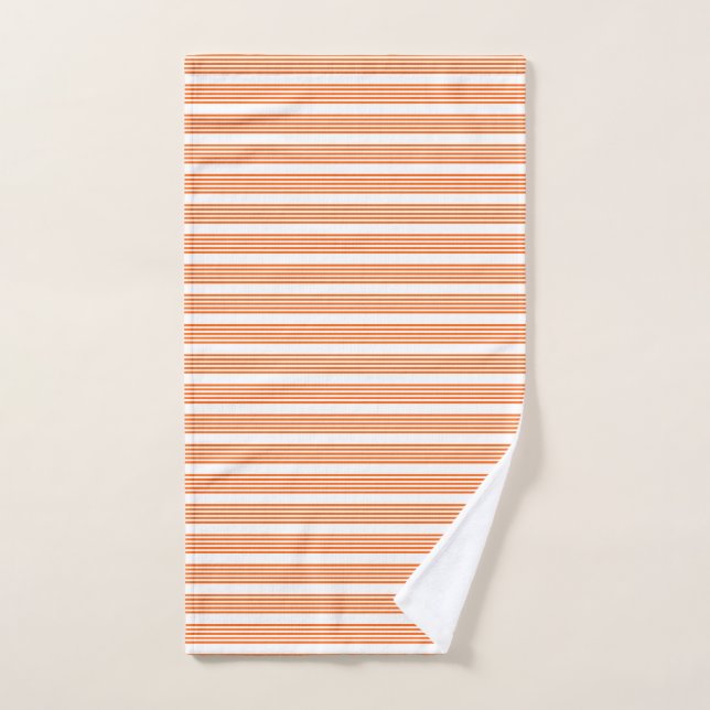 Orange and white five stripes pattern hand towel (Hand Towel)