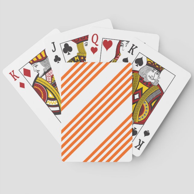 Orange and white five stripes pattern playing cards (Back)