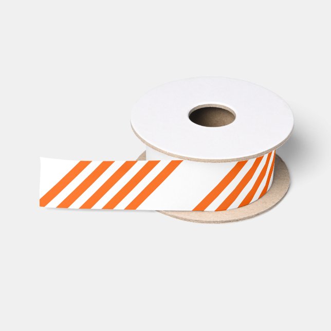 Orange and white five stripes pattern satin ribbon (Spool)