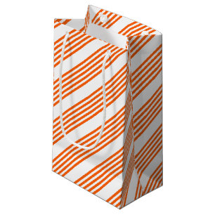 Orange and white five stripes pattern small gift bag