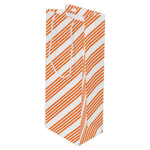 Orange and white five stripes pattern wine gift bag
