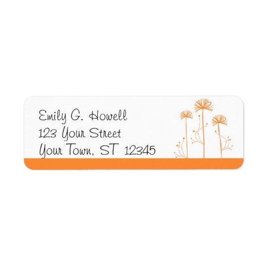 Orange and White Floral Avery Label Return Address Label