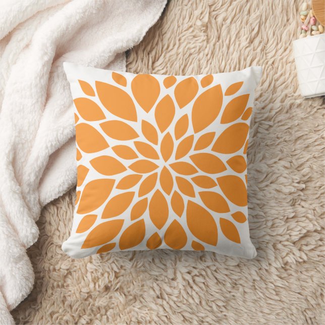 Orange and White Floral Burst Cushion (Blanket)