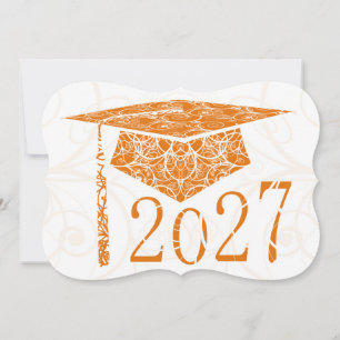 Orange and White Floral Cap 2027 Card