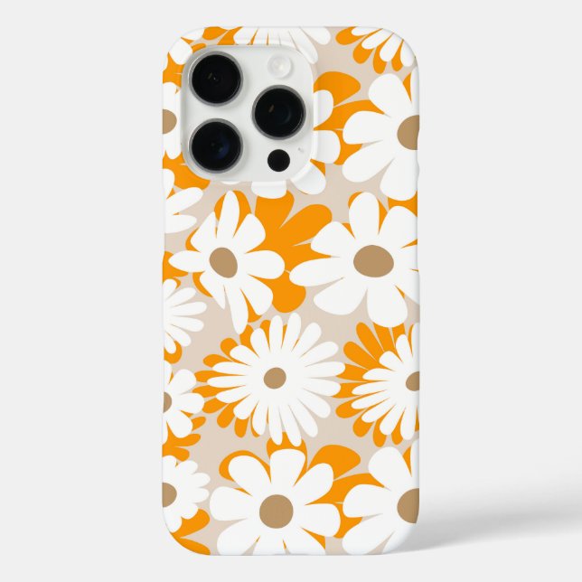 Orange and white floral pattern features daisies Case-Mate iPhone case (Back)