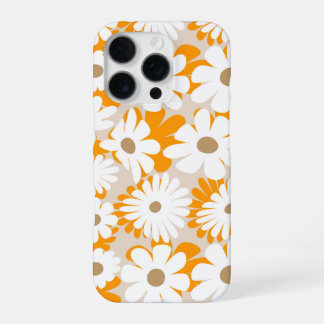 Orange and white floral pattern features daisies iPhone 16 pro case