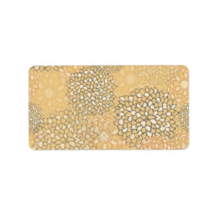 Orange and White Flower Burst Design Label