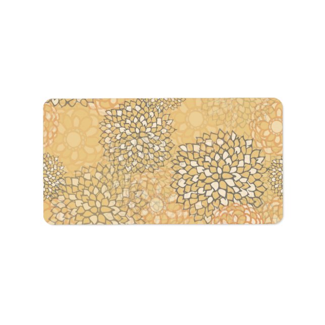 Orange and White Flower Burst Design Label (Front)