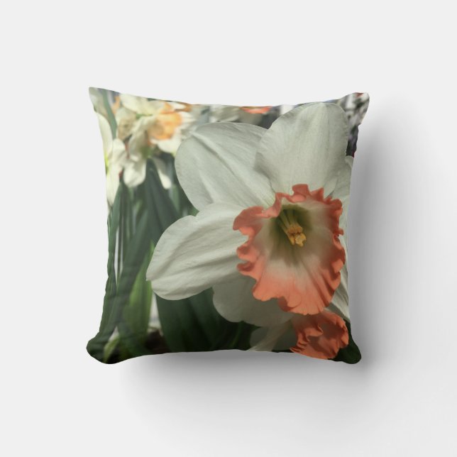 Orange and White Flower Pillow (Front)