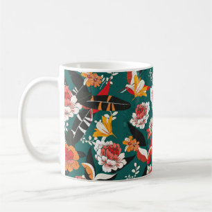 Orange and white flower seamless pattern, illustra coffee mug
