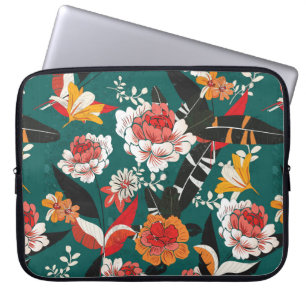 Orange and white flower seamless pattern, illustra laptop sleeve