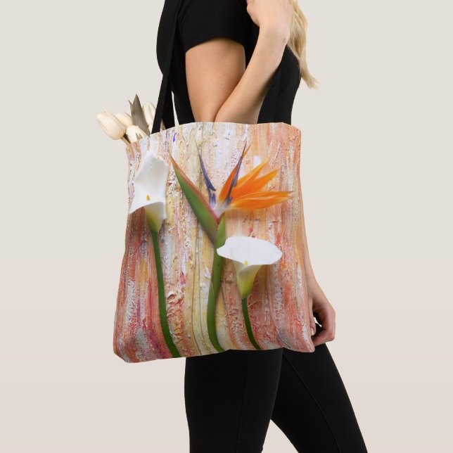 Orange and White Flower Tote Bag (Close Up)