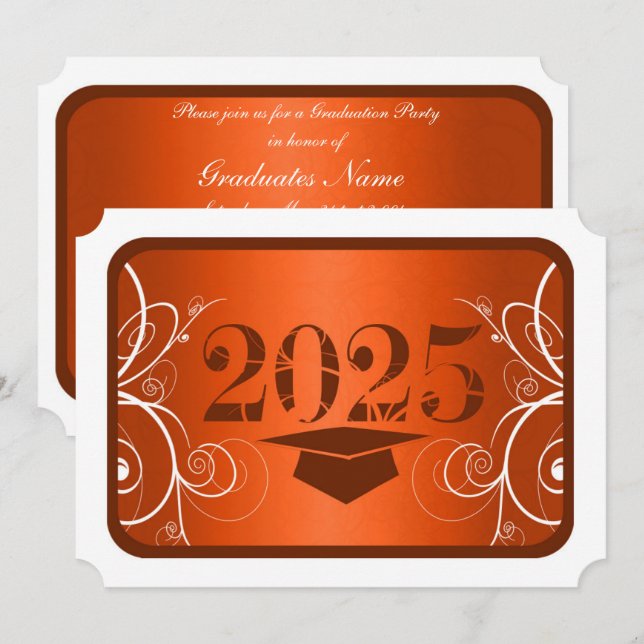 Orange and White Frame Graduation Party Invitation (Front/Back)