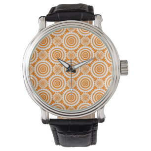 Orange and White Geometric Circles Pattern Watch