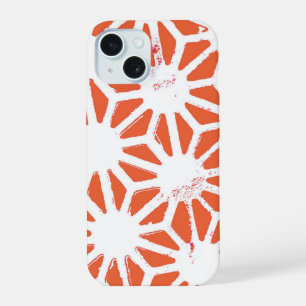 Orange and white geometric pattern iPhone 15 case