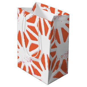 Orange and white geometric pattern medium gift bag